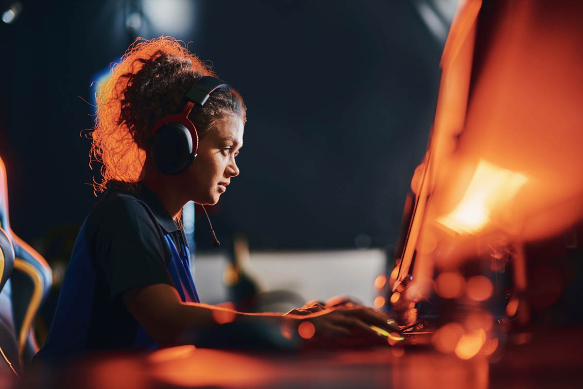 Female Student programming
