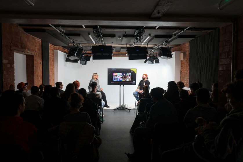 Lewis Hancox hosts SAE Freshers Week event.