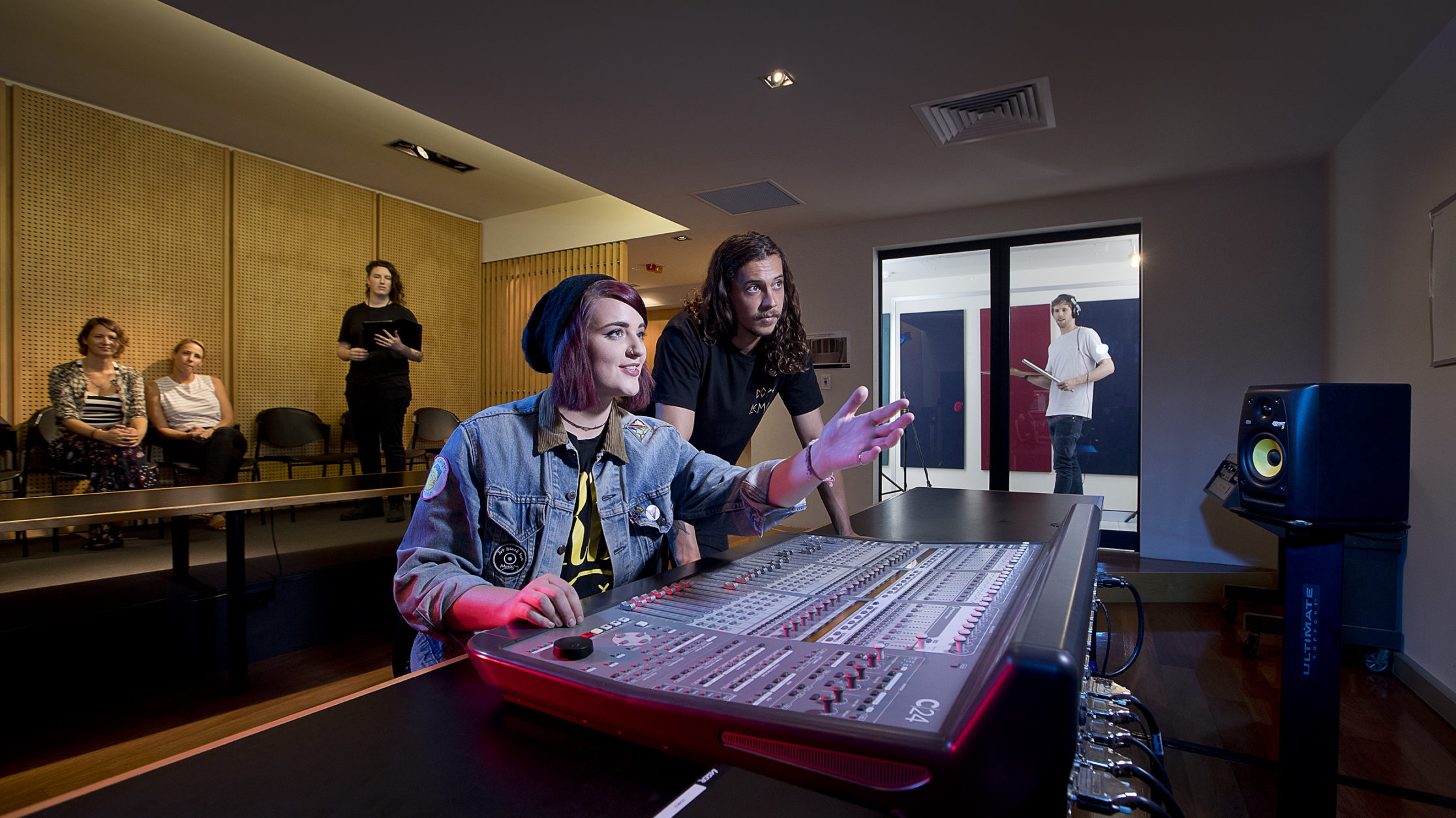 Audio Student and Lecturer on Audio Desk